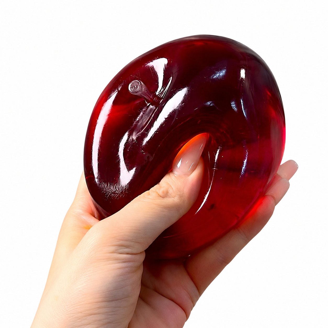 Burgundy Crystal Apple Squishy | Realistic Fruit Sensory Stress Relief Toy